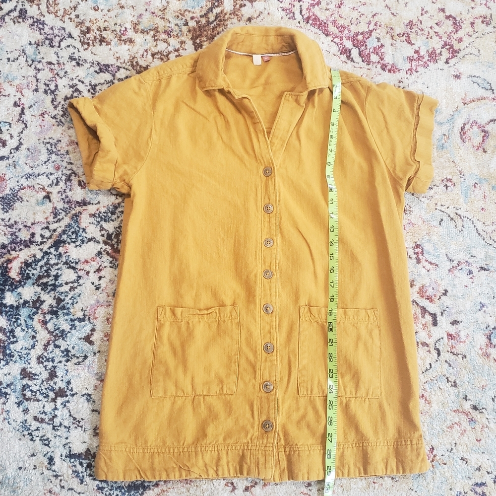 Anthropologie Pilcro Summer Linen Cotton Mini Dress Gold Yellow Size XS - Picture 10 of 11